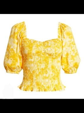 Sunshine Smocked Puff-Sleeve Blouse